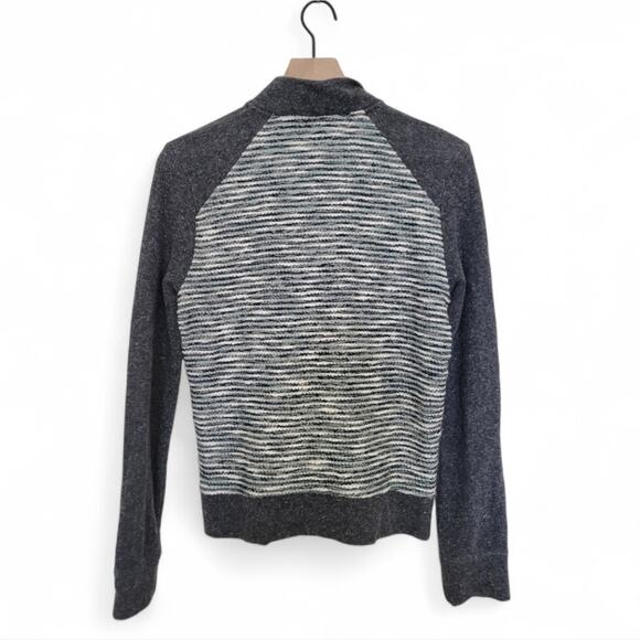 Lucky Brand Zip Up Raglan Bomber Mixed Knit Boyfriend Sweater Jacket Size Medium - Picture 4 of 7